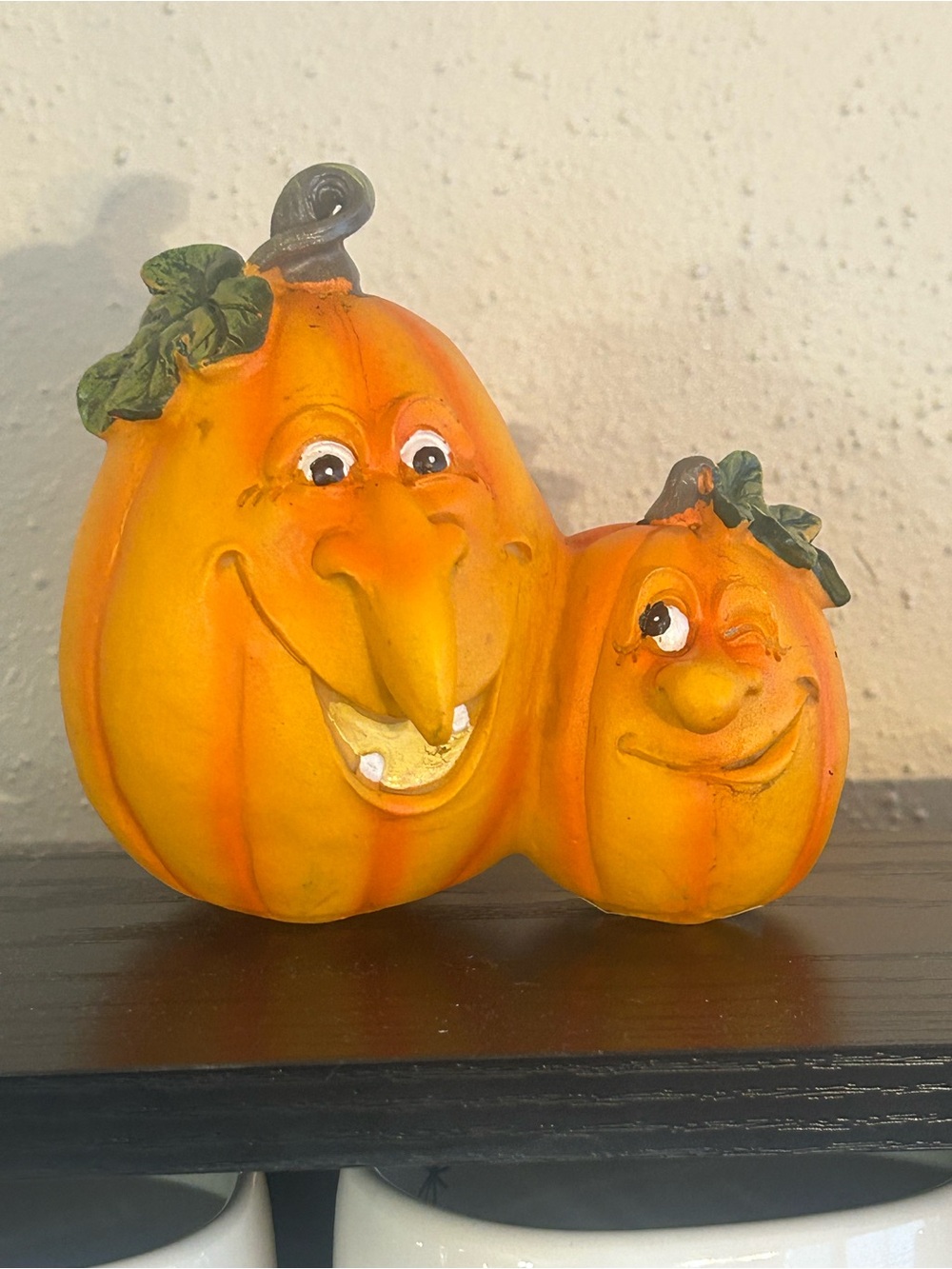 Whimsical Double Pumpkin Figurine - Bright Orange